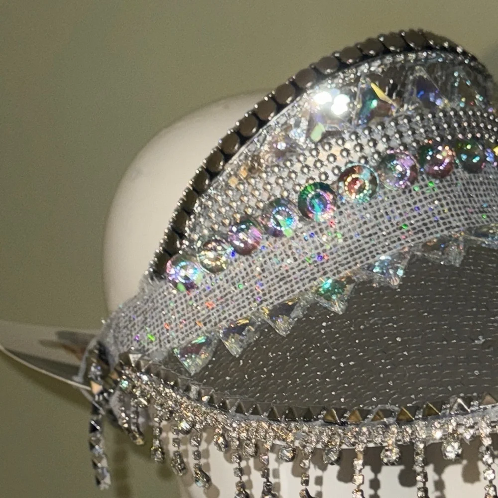 Silver Embellished Women's Visor